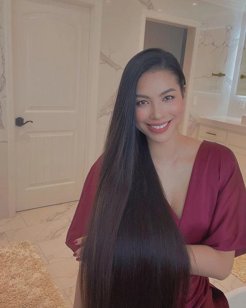 Thay đổi mái tóc nâu dài thướt tha phạm hương sinh xong phá tóc với thuốc tẩy - 4