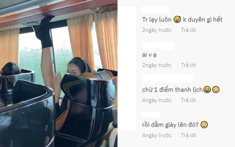 Dân mạng tranh cãi vì thí sinh hoa hậu hồn nhiên xoạc chân đạp lên trần xe bus - 2