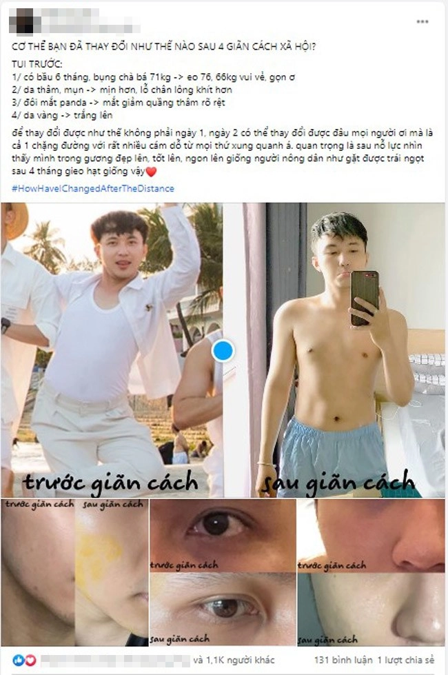 Netizen hào hứng khoe thành quả giãn cách người giảm được 16kg da trắng lên vài tone - 1
