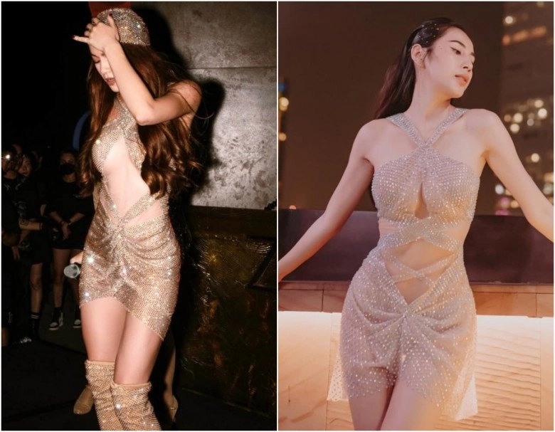 Thuỷ tiên đi hát diệnváy xuyên thấu cắt khoét mạnh tay nhìn kiểu nào cũng thấy như chị em hồ ngọc hà - 5