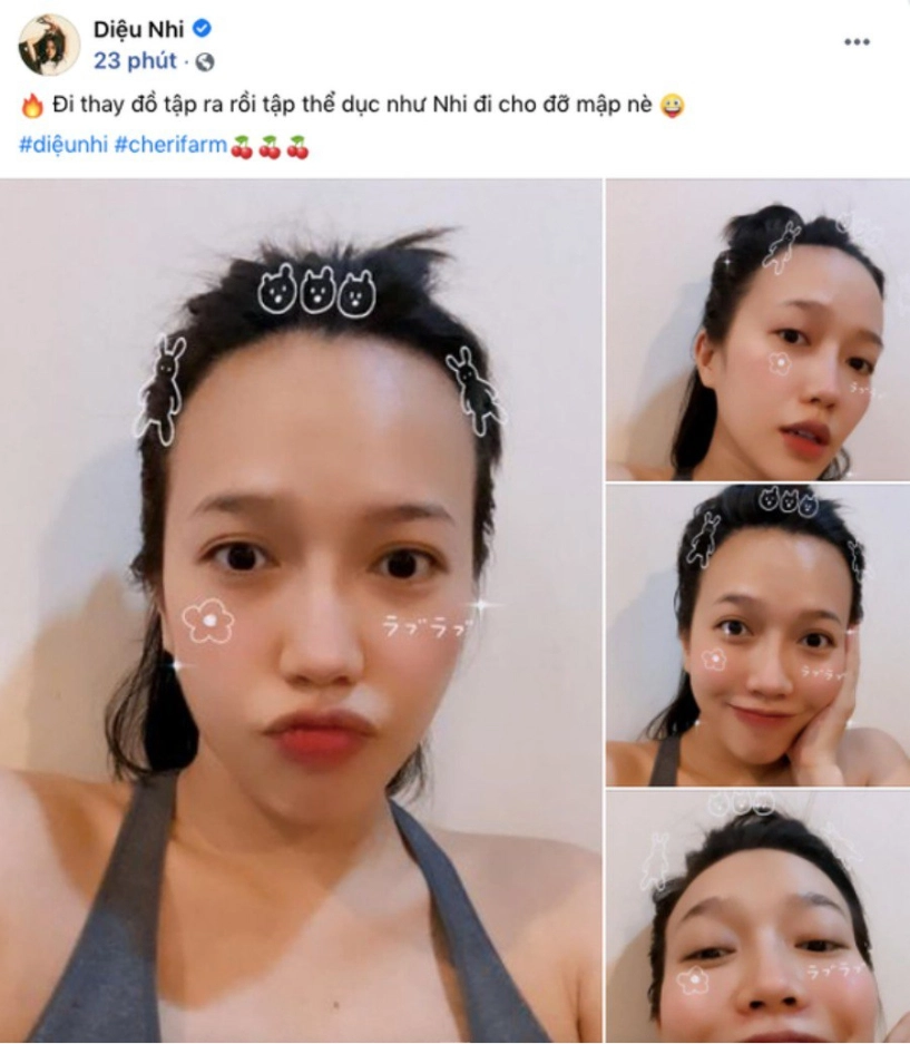 Diệu nhi tóc rụng mặt phúng phính khoe quẹt son sau 4 tháng tin đồn bầu bí không sai - 2
