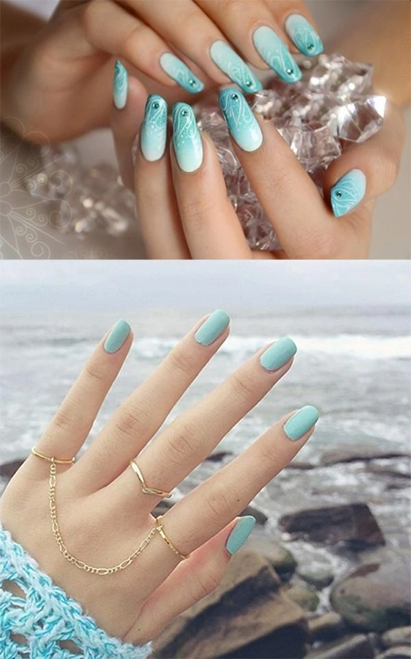 20 mẫu nail màu xanh đẹp nổi bật sang trọng dẫn đầu xu hướng hiện nay - 17