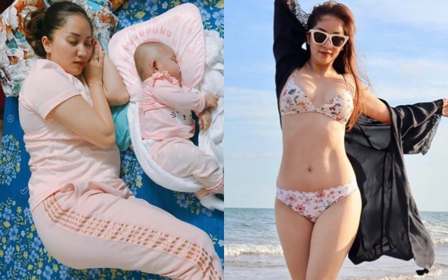 Bị chồng kém 12 tuổi chụp lén cảnh chăm con xuề xoà khánh thi lột xác với bikini gợi cảm - 1