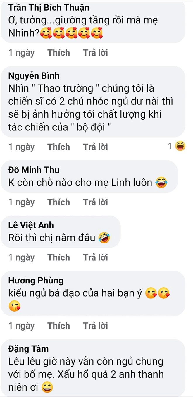 Cảnh gia đình nhà mc hoàng linh ngủ chung trên một chiếc giường mọi người thích thú bàn tán - 2