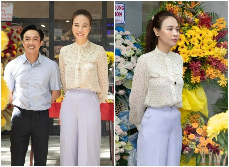 Chọn đồ đi làm cùng chồng đàm thu trang tinh tế mang giày bệt mà chân vẫn dài miên man - 1