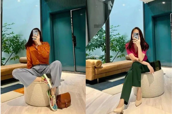 Chọn đồ đi làm cùng chồng đàm thu trang tinh tế mang giày bệt mà chân vẫn dài miên man - 5