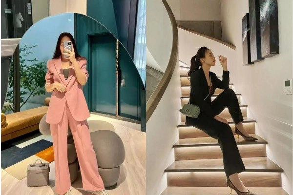 Chọn đồ đi làm cùng chồng đàm thu trang tinh tế mang giày bệt mà chân vẫn dài miên man - 7
