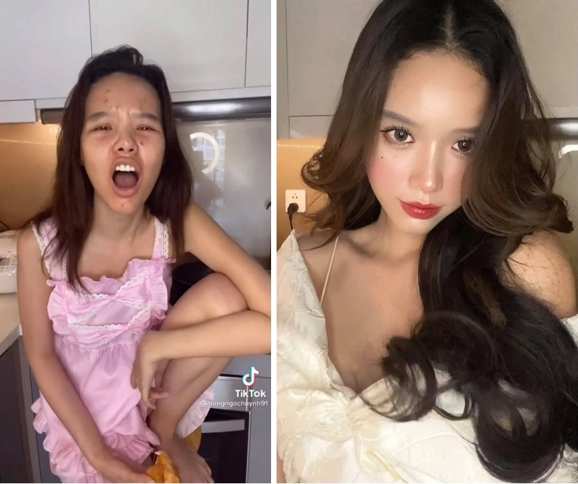 Chủ nhân clip make-up biến hình gây tranh cãi trên tiktok lên tiếng 2 người là 1 - 1