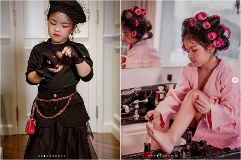Con gái cành vàng lá ngọc của đại gia minh nhựa 6 tuổi đi cao gót sành điệu chuyên nghiệp như mẫu nhí - 8