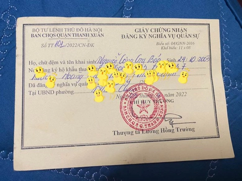 Con trai công lý thảo vân tròn 17 tuổi đã đăng ký nghĩa vụ quân sự năm 2022 - 1