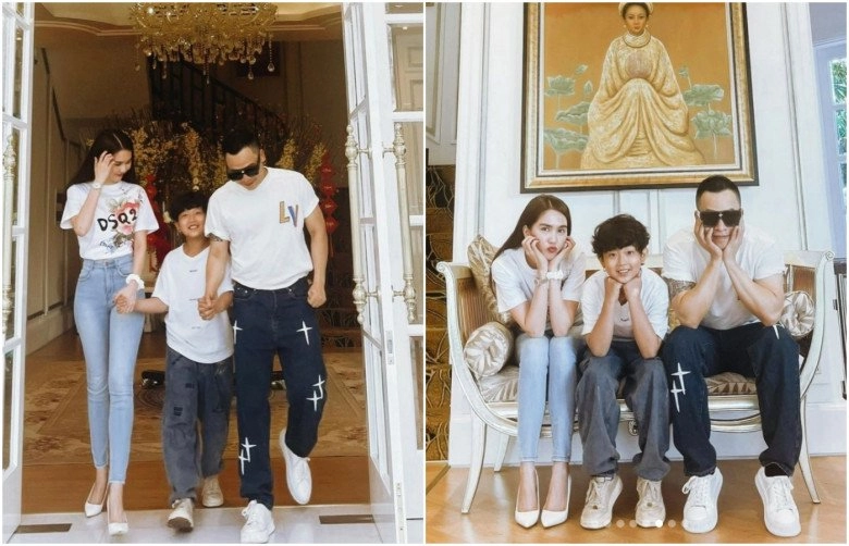 Con trai nuôi ngọc trinh-vũ khắc tiệp ăn diện như soái ca nhí mặc áo quần đắt đỏ kín người - 1