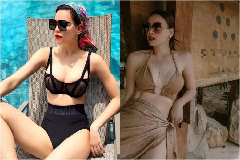 Đi biển chán mặc độc bikini phương oanh phối sơmi hóa hồng hạc hà hồ diện váy lưới có như không khoe vòng 3 - 9