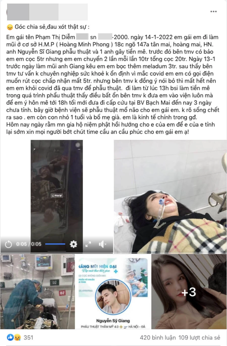 Đi nâng mũi đón tết cô gái hà nội hôn mê 3 ngày chưa tỉnh bác sĩ cảnh báo - 2
