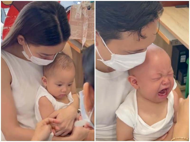 Đi tiêm chủng leon gào khóclisa không cảm xúc nhưng biểu cảmsợ hãi của kim lý mới gây cười - 1