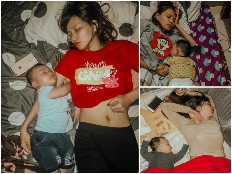 Dỗ con ngủ rồi nằm sõng soài mẹ bỉm đỏ mặt khi xem hình trong điện thoại chồng - 1