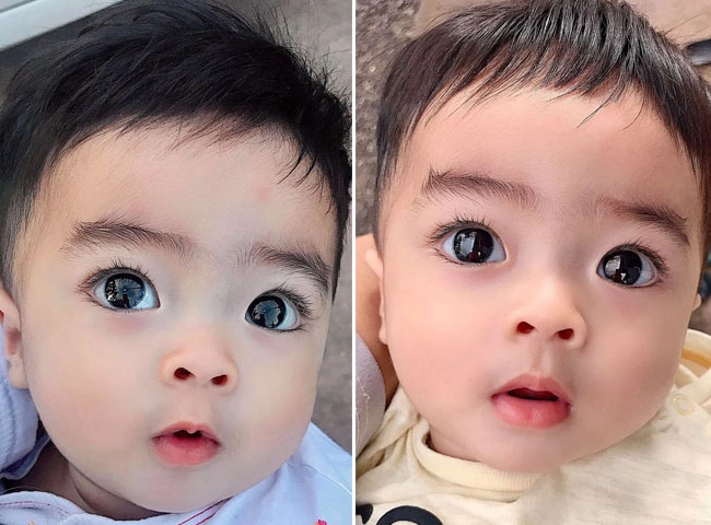 Em bé có đôi mắt búp bê sống thấy diện mạo mẹ bé ai cũng xuýt xoa di truyền - 1