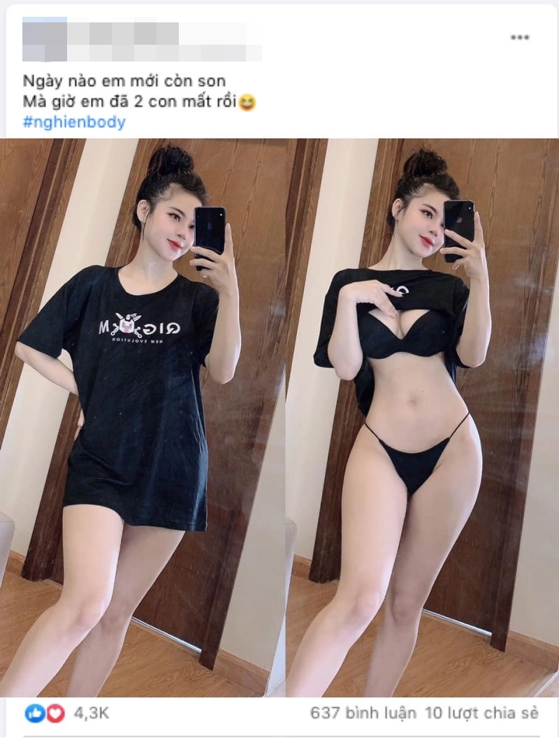 Gái 2 con làm loạn mxh với khoảnh khắc vén áo khoe body nóng bỏng - 1