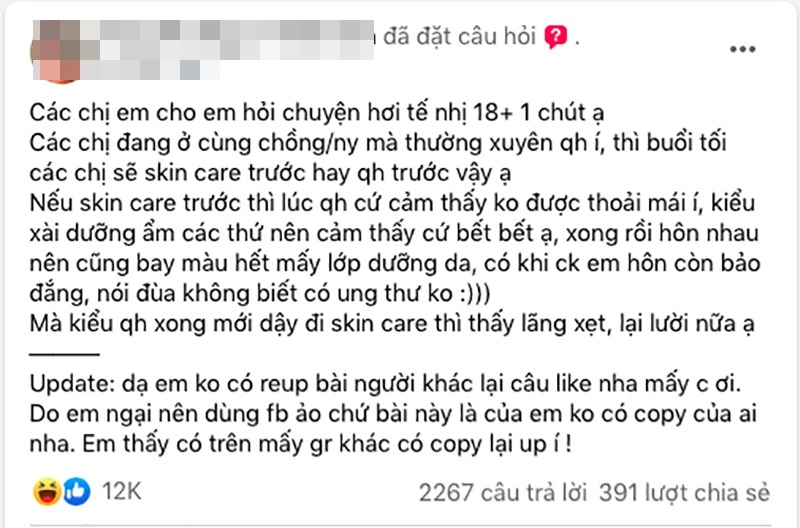 Góc thắc mắc của hội chị em nên skincare trước hay sau khi làm chuyện ấy - 1
