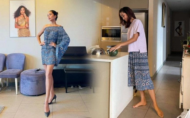 Hhen niê trổ tài chế trang phục 1 chiếc quần mặc đi muôn nơi hoa hậu quốc dân là đây - 1
