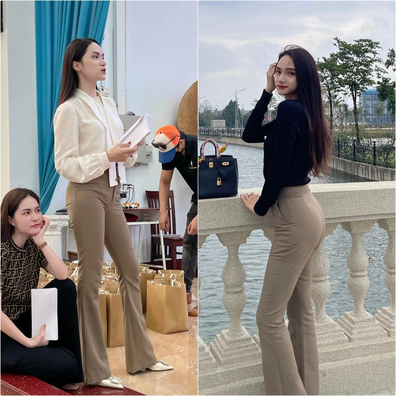 Hương giang cứ mặc váy ngắn catwalk là bị chê mặc chiếc quần mốt cũ che chân vòng kiềng lại thêm sang - 3