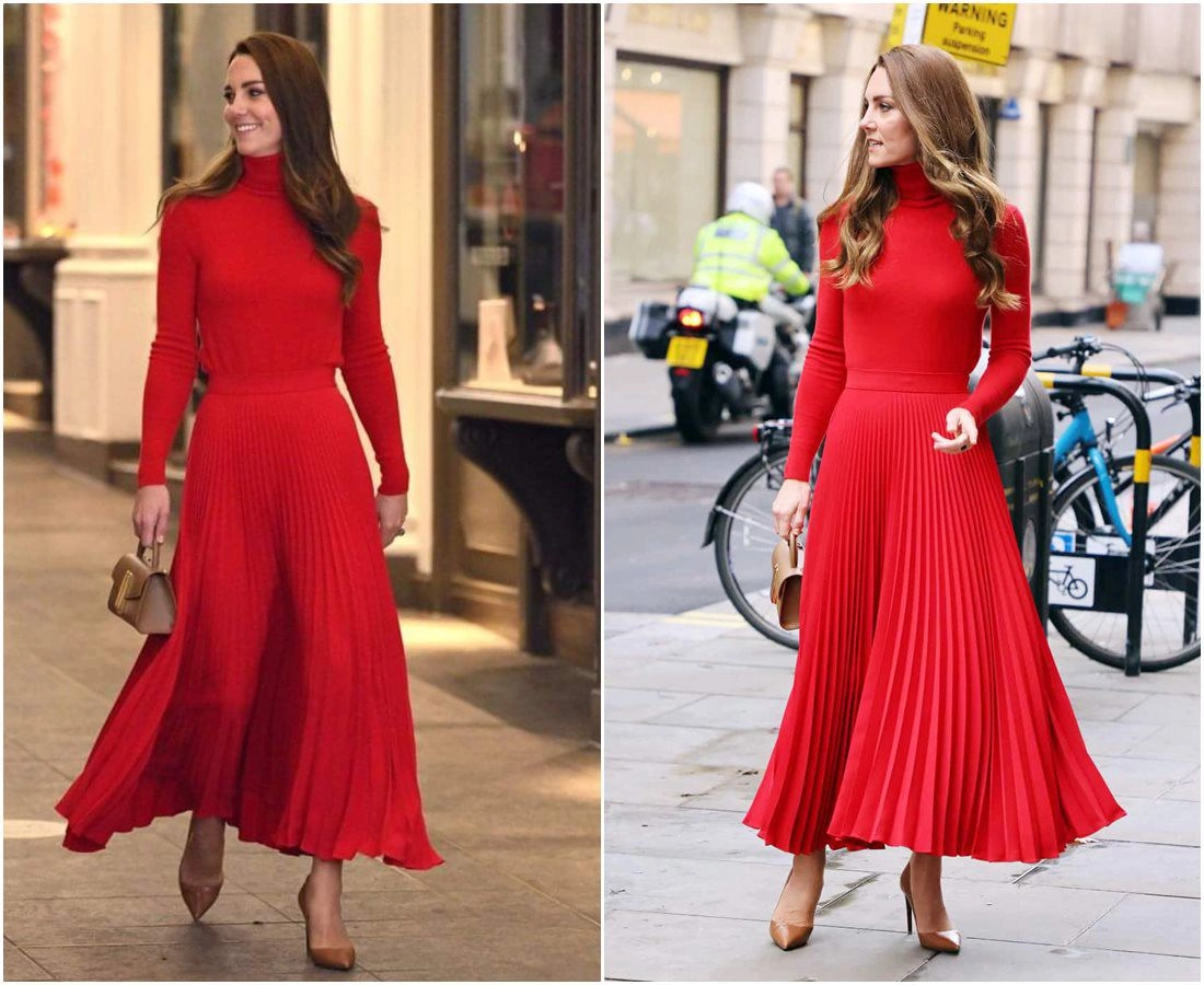 Kate middleton mặc váy đầm đỏ rực mà không lố hội chị em u40-u50 học diện giáng sinh chuẩn bài - 2