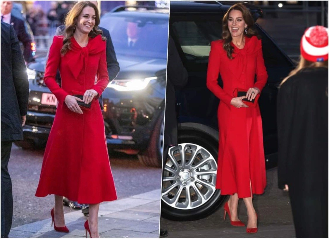 Kate middleton mặc váy đầm đỏ rực mà không lố hội chị em u40-u50 học diện giáng sinh chuẩn bài - 3