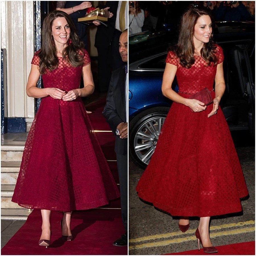 Kate middleton mặc váy đầm đỏ rực mà không lố hội chị em u40-u50 học diện giáng sinh chuẩn bài - 7