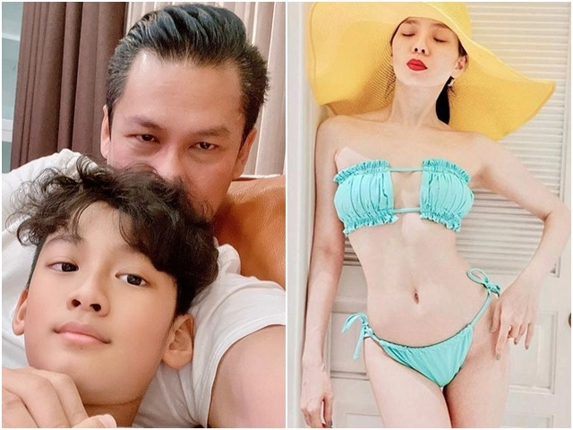 Lệ quyên mặc bikini xẻ ngực đi bơi đêm cùng con trai u40 dáng nóng bỏng như gái 20 - 16