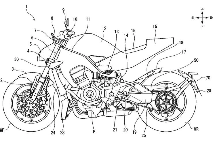 Lộ diện bằng sáng chế honda cb1000r 2024 với khung động cơ cánh gió mới - 2