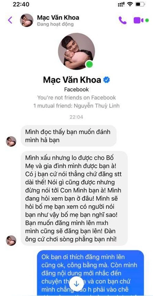 Mạc văn khoa đau lòng chat với người chê con gái xấu bố mẹ xấu đẻ con đẹp sao được - 5