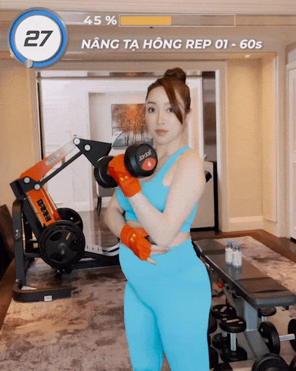 Mang thai đôi bụng to vượt mặt bà xã chi bảo tay vai vẫn thon thả nhờ 5 động tác - 17