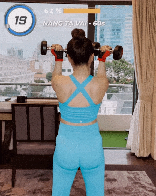 Mang thai đôi bụng to vượt mặt bà xã chi bảo tay vai vẫn thon thả nhờ 5 động tác - 21