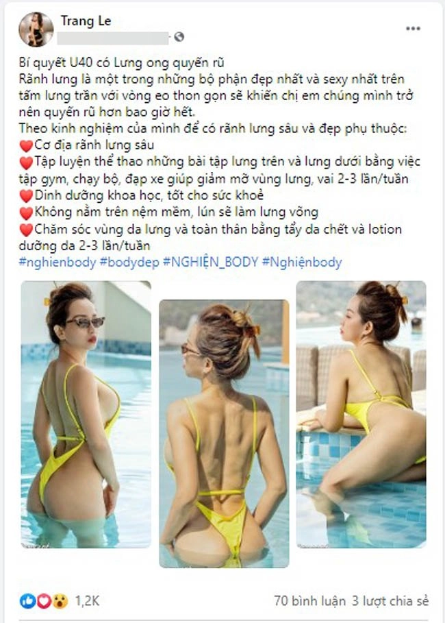 Mẹ 3 con u40 nghiện diện bikini khoe rãnh lưng quyến rũ gái đôi mươi cũng phải ghen tị - 1