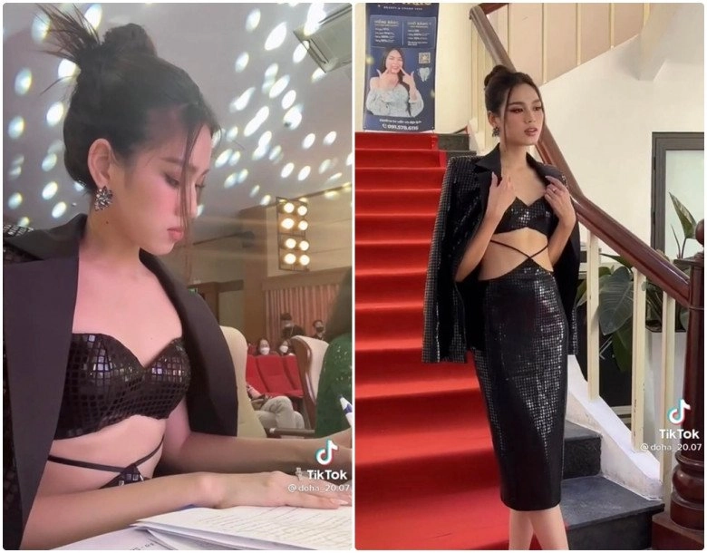 Một ngày chạy show co giò của đỗ thị hà tay ôm vương miện mặc nguyên đầm dạ hội đi thi - 4
