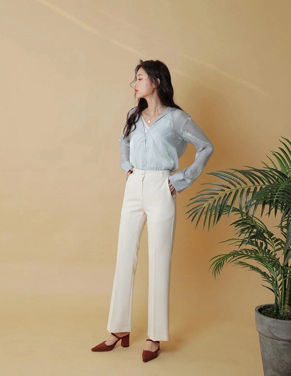 Nhìn hội gái hàn diện quần âu màu be đẹp mê nàng công sở sẽ muốn sắm ngay vài chiếc - 9