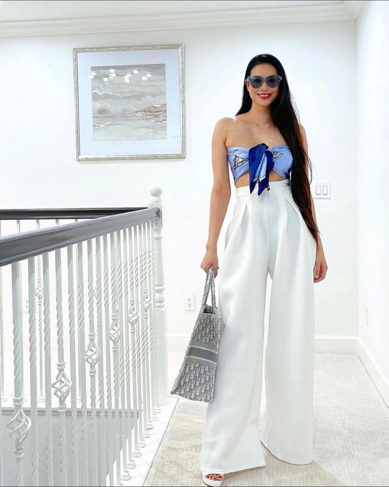 Phạm hương mặc một chiếc quần từ mỹ về đến việt namđổi cách phối vẫn đẹp ngời ngời - 2