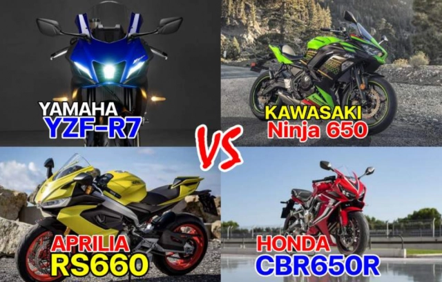 So sánh thông số kỹ thuật giữa yamaha r7 vs kawasaki ninja 650 vs aprilia rs660 vs honda cbr650r - 1