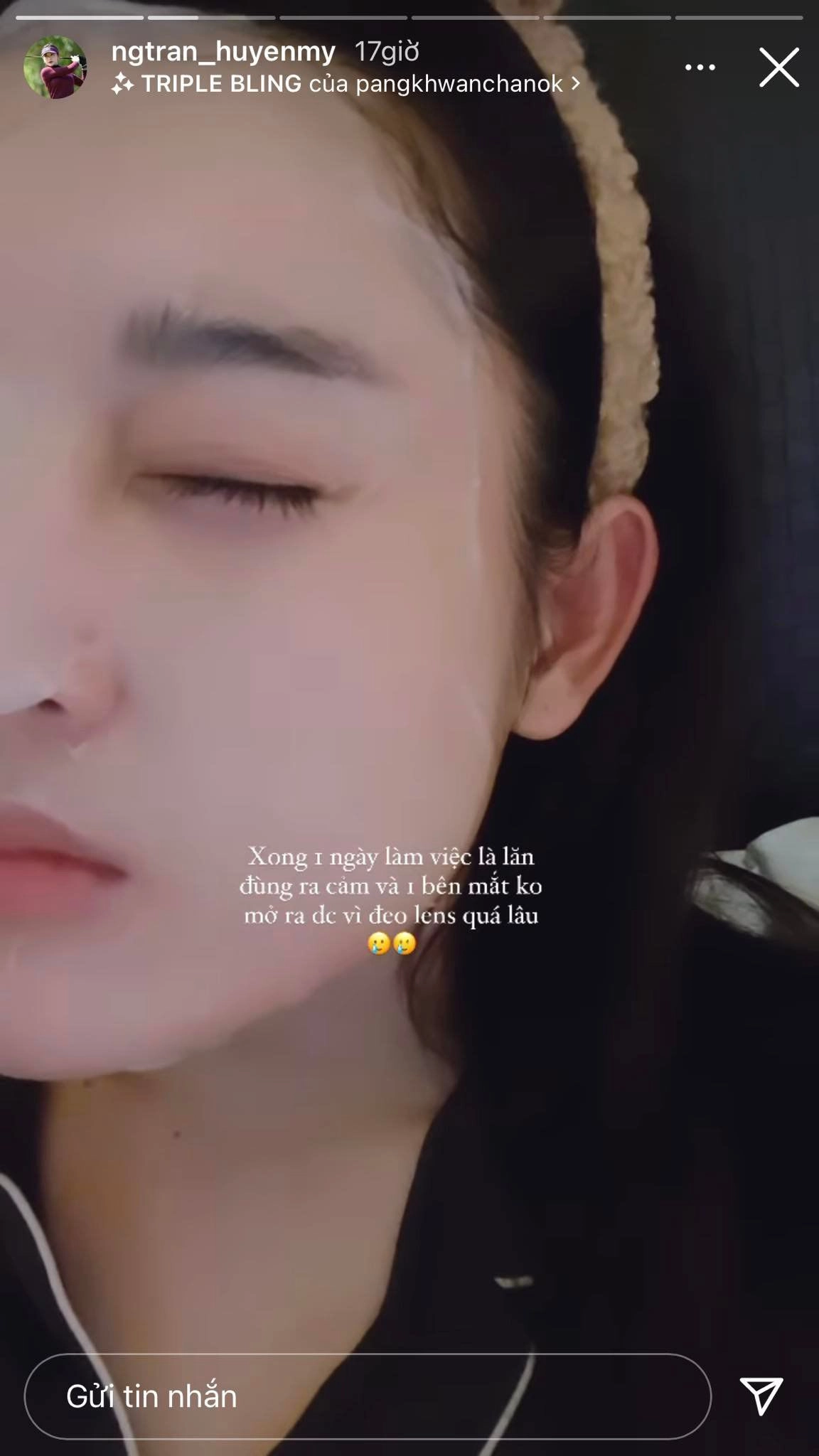 Tất bật chạy show tết nàng á hậu không mở nổi mắt vì tác hại đeo lens - 5