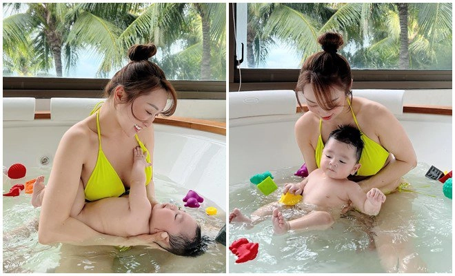 Vợ 3kém 16 tuổi của chi bảo tắm cho con trai mẹ trắngnõn nà con trai đáng yêu - 6