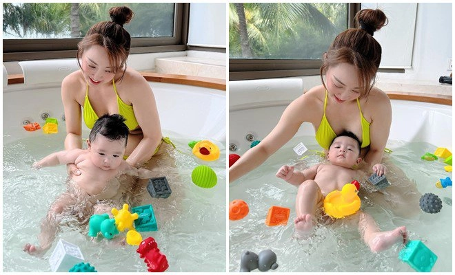 Vợ 3kém 16 tuổi của chi bảo tắm cho con trai mẹ trắngnõn nà con trai đáng yêu - 7