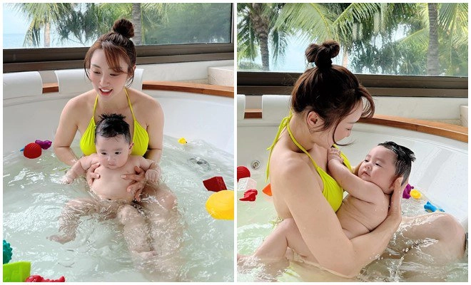 Vợ 3kém 16 tuổi của chi bảo tắm cho con trai mẹ trắngnõn nà con trai đáng yêu - 8