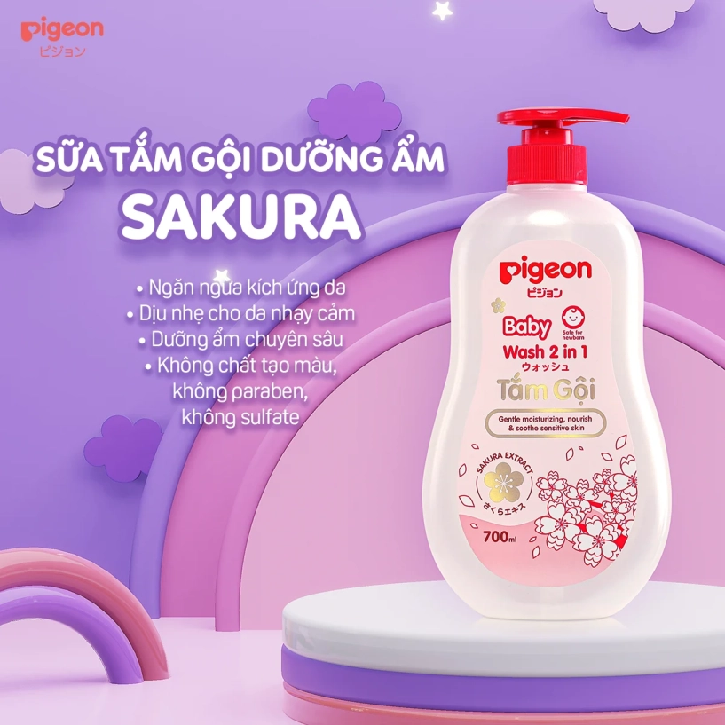 Chăm da bé chuẩn anh đào cùng sản phẩm tắm gội sakura pigeon - 3