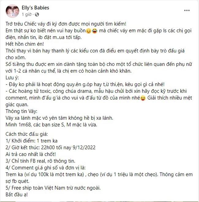 Đấu giá váy mặc đi ký giấy ly hôn elly trần bị nói làm lố vẫn có người trả giá rất cao - 3