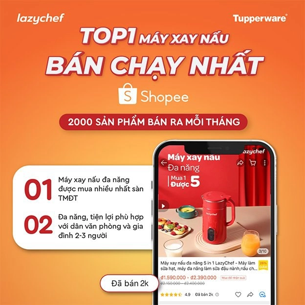 Siêu sale 1111 - săn sale máy xay nấu đa năng lazychef được các bà mẹ luxury yêu thích 2022 - 3