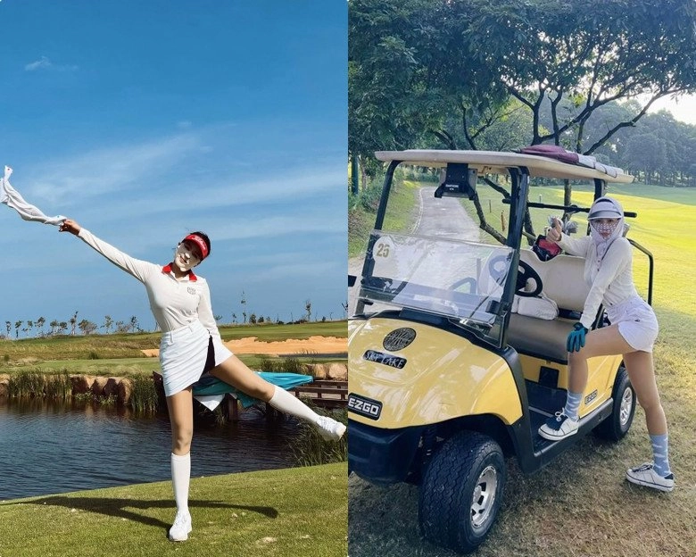 Từng bị hoa hậu tung ảnh dìm hotgirl tài sản 50 tỷ giờ đi golf khư khư miếng dán trên mặt - 8