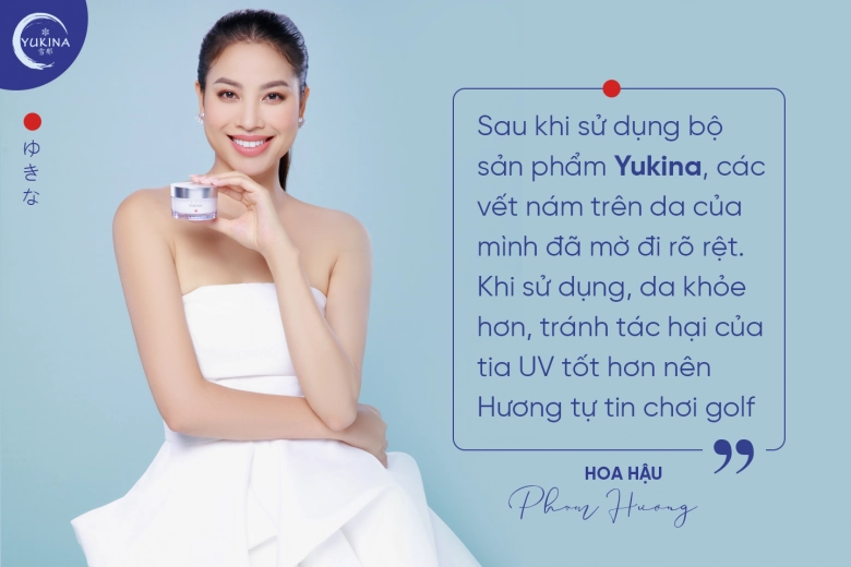 Yukina - bộ sản phẩm mờ nám nhật bản giúp phạm hương tự tin chơi golf dưới nắng - 3