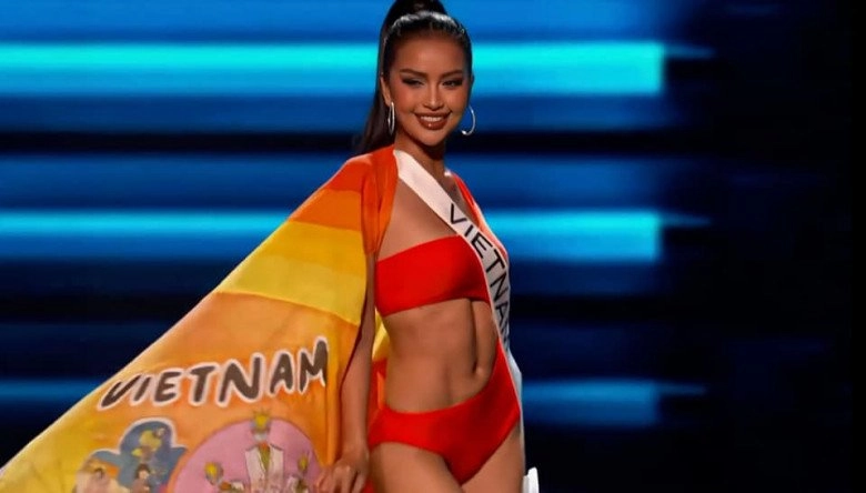 Người hâm mộ việt nam tự hào vì ngọc châu quá đẹp khoe rãnh bụng hứng trọn ánh đèn miss universe - 2