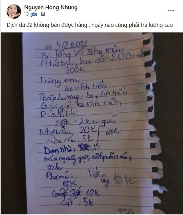 Ốc thanh vân công khai bảng giá làm việc nhà của con làm 12 tiếngngày lau nhà mở cửa nghe lời đều tính tiền - 6