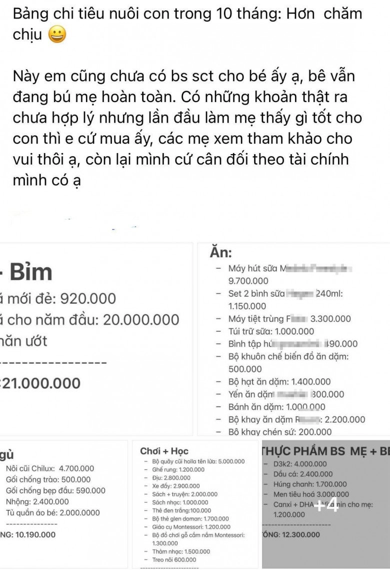 Mẹ bỉm công khai bảng chi phí nuôi con 10 tháng 120 triệu đồng nhiều chị em nói xem xong không dám đẻ - 1