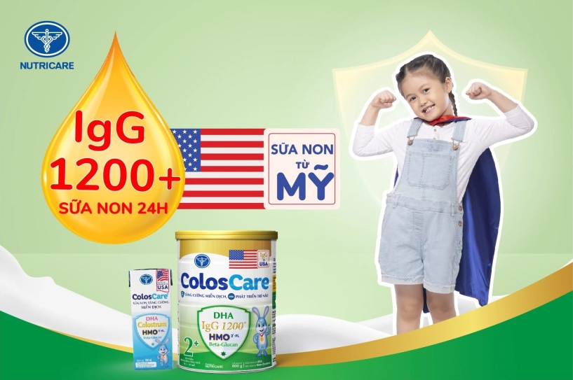 Coloscare 2 bổ sung sữa non 24h từ mỹ giàu kháng thể igg - đề kháng khỏe bé tăng cân - 3